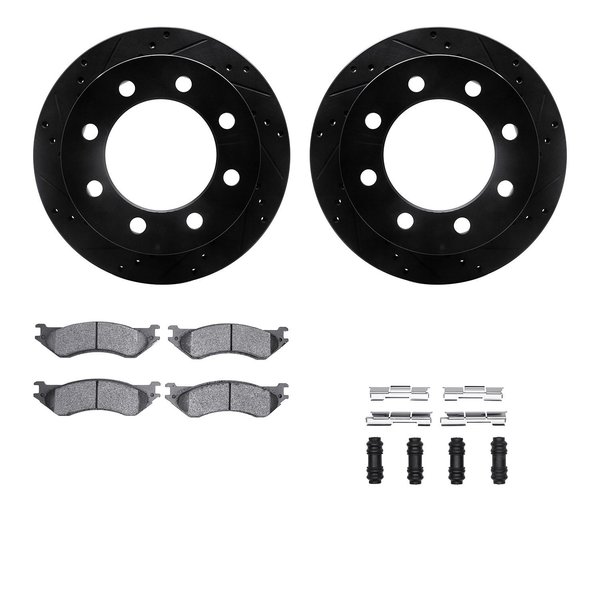 Dynamic Friction Co 8412-40009, Rotors-Drilled and Slotted-Black w/Ultimate Duty Brake Pads incl. Hardware, Zinc Coated 8412-40009